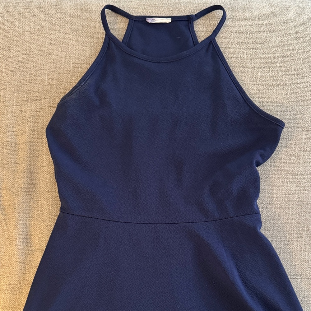Olivia Rae Navy Blue Halter Dress